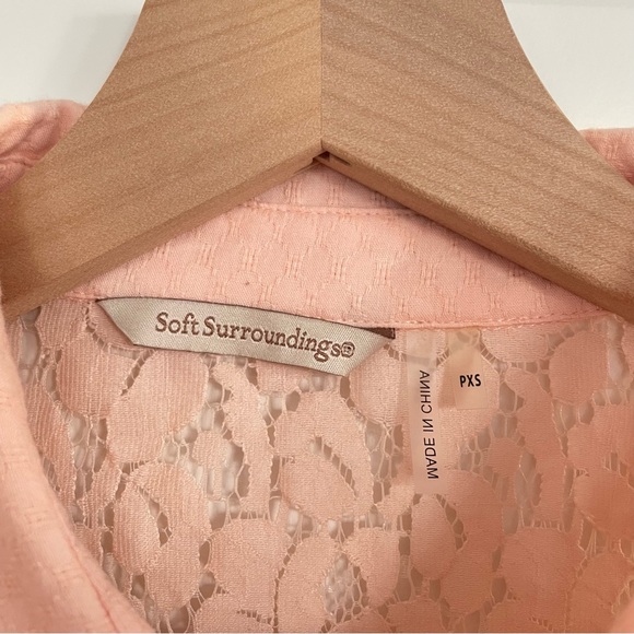 Soft Surroundings Aurelie Eyelet Button Down Silk Blend Top Pink Ombre Size XSP - Picture 9 of 11
